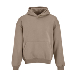 Felpa unisex oversize 340 g/m² in cotone e poliestere riciclato Ericeira color marrone chiaro vista frontale