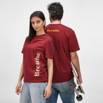 T-shirt unisex in cotone biologico a costine 180 g/m² Maya color bordò seconda vista ambiente