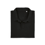 Polo unisex a manica corta in cotone biologico 160 g/m² Ipanema color nero seconda vista frontale