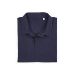 Polo unisex a manica corta in cotone biologico 160 g/m² Ipanema color blu mare seconda vista frontale