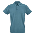 Polo unisex a manica corta in cotone biologico 160 g/m² Ipanema color blu petrolio vista frontale
