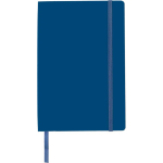 Taccuino A5 in PU riciclato con chiusura elastica e pagine a righe color blu prima vista
