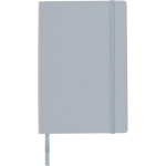 Taccuino A5 in PU riciclato con chiusura elastica e pagine a righe color grigio prima vista