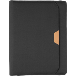 Cartella congressi A4 in RPET con zip e dettagli in PU color nero prima vista