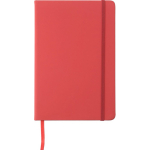 Taccuino A5 in PU riciclato con chiusura elastica e pagine a righe color rosso prima vista