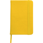 Taccuino A5 in PU riciclato con chiusura elastica e pagine a righe color giallo prima vista