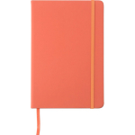 Taccuino A5 in PU riciclato con chiusura elastica e pagine a righe color arancione prima vista