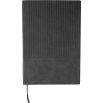Taccuino A5 in PU riciclato con copertina rigida e finitura in velluto a coste con pagine a righe color nero prima vista