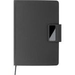 Set taccuino A5 in pelle sintetica con penna e fogli a righe color nero prima vista