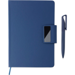 Set taccuino A5 in pelle sintetica con penna e fogli a righe ottava vista
