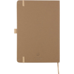 Quaderno A5 con copertina in cartone riciclato e pagine a righe color marrone prima vista