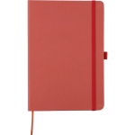 Quaderno A5 con copertina in cartone riciclato e pagine a righe color rosso prima vista