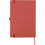 Quaderno A5 con copertina in cartone riciclato e pagine a righe color rosso seconda vista