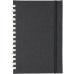 Taccuino in plastica riciclata A5 con chiusura elastica e pagine a righe color nero prima vista