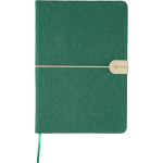 Taccuino A5 in feltro riciclato con chiusura in similpelle e pagine a righe color verde prima vista
