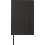 Taccuino A5 in pelle sintetica con chiusura elastica e pagine a quadretti color nero prima vista