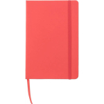 Taccuino A5 in pelle sintetica con chiusura elastica e pagine a quadretti color rosso prima vista