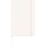 Taccuino A5 in pelle sintetica con chiusura elastica e pagine a quadretti color bianco prima vista