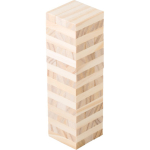 Gioco di abilità con blocchi in legno di pino FSC in sacchetto di cotone color marrone prima vista