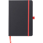 Taccuino A5 in pelle sintetica riciclata con chiusura elastica e pagine a righe color rosso prima vista