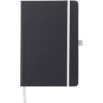 Taccuino A5 in pelle sintetica riciclata con chiusura elastica e pagine a righe color bianco prima vista