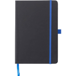 Taccuino A5 in pelle sintetica riciclata con chiusura elastica e pagine a righe color blu oltremare prima vista
