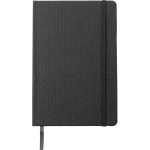 Taccuino A5 in RPET e similpelle con chiusura elastica, pagine a righe color nero prima vista