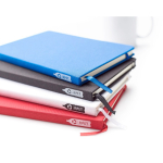 Taccuino A5 in RPET e similpelle con chiusura elastica, pagine a righe settima vista