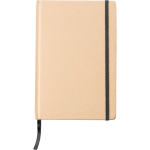 Taccuino A5 in cartone riciclato con chiusura elastica, pagine a righe color nero prima vista