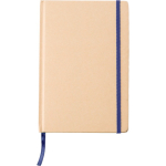 Taccuino A5 in cartone riciclato con chiusura elastica, pagine a righe color blu prima vista