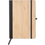 Taccuino A5 in bambù e PU con chiusura elastica e pagine a righe color nero prima vista