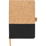 Taccuino A5 in sughero e cotone con portapenna e pagine a righe color nero prima vista