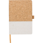 Taccuino A5 in sughero e cotone con portapenna e pagine a righe color bianco prima vista