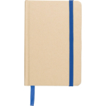 Taccuino A6 in cartone riciclato con segnalibro e pagine a righe color blu prima vista