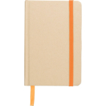 Taccuino A6 in cartone riciclato con segnalibro e pagine a righe color arancione prima vista