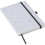 Taccuino A5 in feltro riciclato con chiusura elastica, pagine a righe seconda vista
