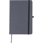 Taccuino A5 in pelle sintetica riciclata con segnalibro, pagine a righe color nero prima vista