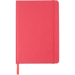 Taccuino A5 in cartone riciclato con segnalibro, pagine a righe color rosso prima vista