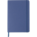 Taccuino A5 in cartone riciclato con segnalibro, pagine a righe color blu oltremare prima vista