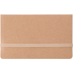 Porta note in cartone con chiusura elastica e note adesive color marrone prima vista
