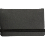 Porta note in cartone con chiusura elastica e note adesive color nero prima vista