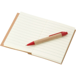 Blocco note in cartone con penna a inchiostro nero e fogli a righe seconda vista