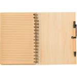 Taccuino in bambù con penna a inchiostro blu formato A5 e fogli a righe ottava vista