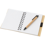 Taccuino in bambù con note adesive, penna e pagine a righe settima vista