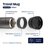 Tazza termica da viaggio in acciaio inox con meccanismo antigoccia Dopper 400 ml color nero seconda vista