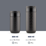 Tazza termica da viaggio in acciaio inox con meccanismo antigoccia Dopper 400 ml color nero terza vista