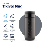 Tazza termica da viaggio in acciaio inox con meccanismo antigoccia Dopper 400 ml color nero quarta vista