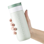 Tazza termica da viaggio in acciaio inox con meccanismo antigoccia Dopper 400 ml color verde bosco seconda vista