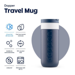 Tazza termica da viaggio in acciaio inox con meccanismo antigoccia Dopper 400 ml color blu mare prima vista