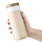 Tazza termica da viaggio in acciaio inox con meccanismo antigoccia Dopper 400 ml color marrone chiaro terza vista